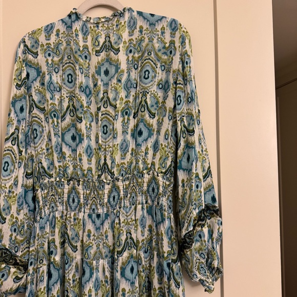 Zara Blue and Green Long Sleeve Maxi Dress - Picture 5 of 6